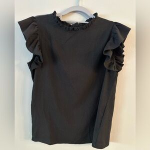 SHEIN Black Ruffle Sleeve Blouse